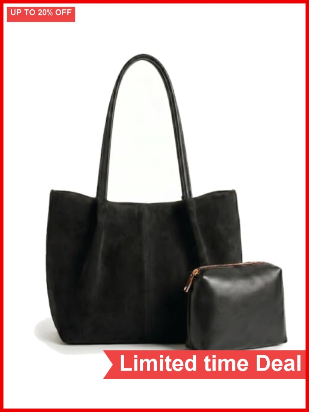 Faux Suede Tote Bag Women Large Work Laptop Bag Magnetic Closure
